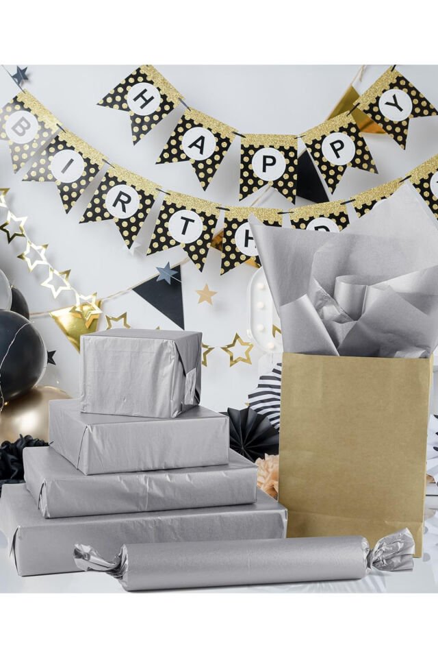 Gümüş Pelur Kağıdı 50x70cm 15 Adet Hediye Paketleme Paket Kağıdı Kutu Süsleme