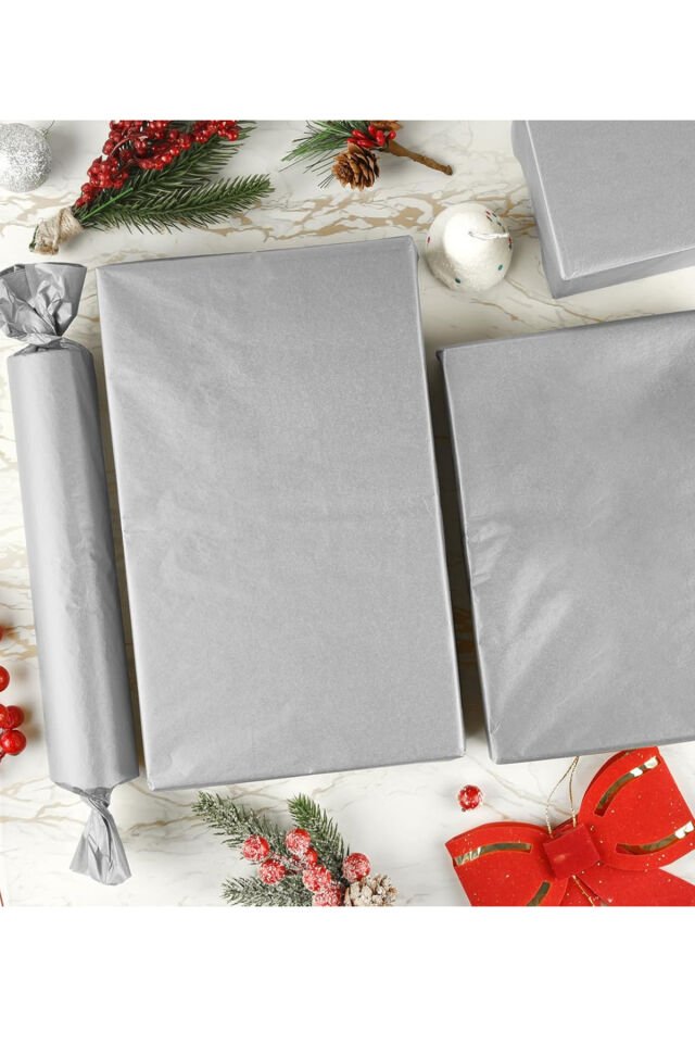 Gümüş Pelur Kağıdı 50x70cm 15 Adet Hediye Paketleme Paket Kağıdı Kutu Süsleme