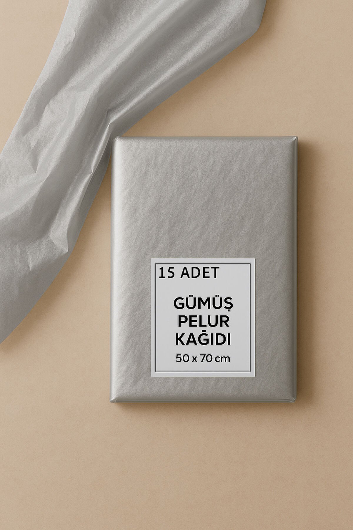 Gümüş Pelur Kağıdı 50x70cm 15 Adet Hediye Paketleme Paket Kağıdı Kutu Süsleme