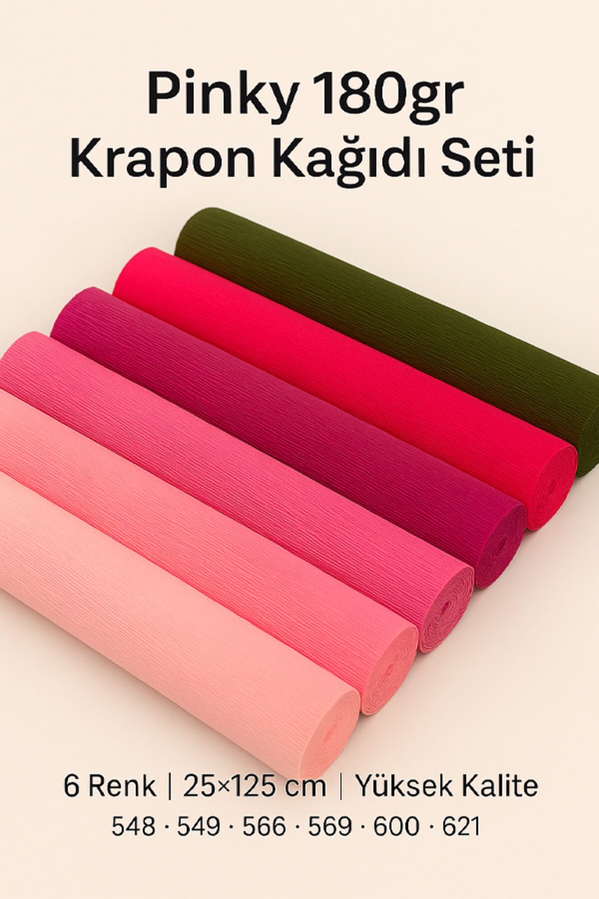 İtalyan Krapon Kağıdı Setİ PINKY 180 gr Çiçek Yapım Seti 6'lı Paket Çiçek kağıdı