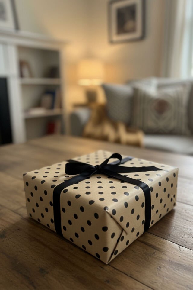 Kraft Siyah Puantiye Ambalaj Kağıdı 10 Adet 70x100cm Hediye Paketleme Hediye Kağıdı Çiçek Kağıdı
