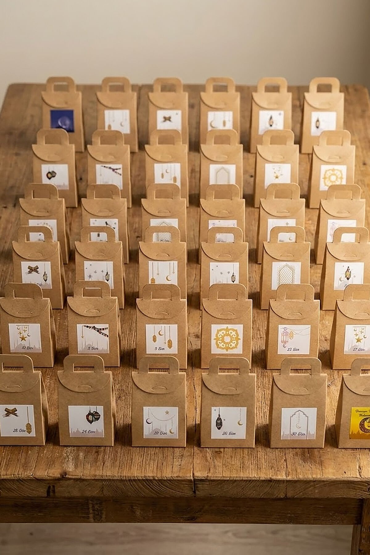 Ramazan Advent Seti – 30 Günlük Ramazan Takvimi Sticker & Kraft Tutmalı Kutu Seti