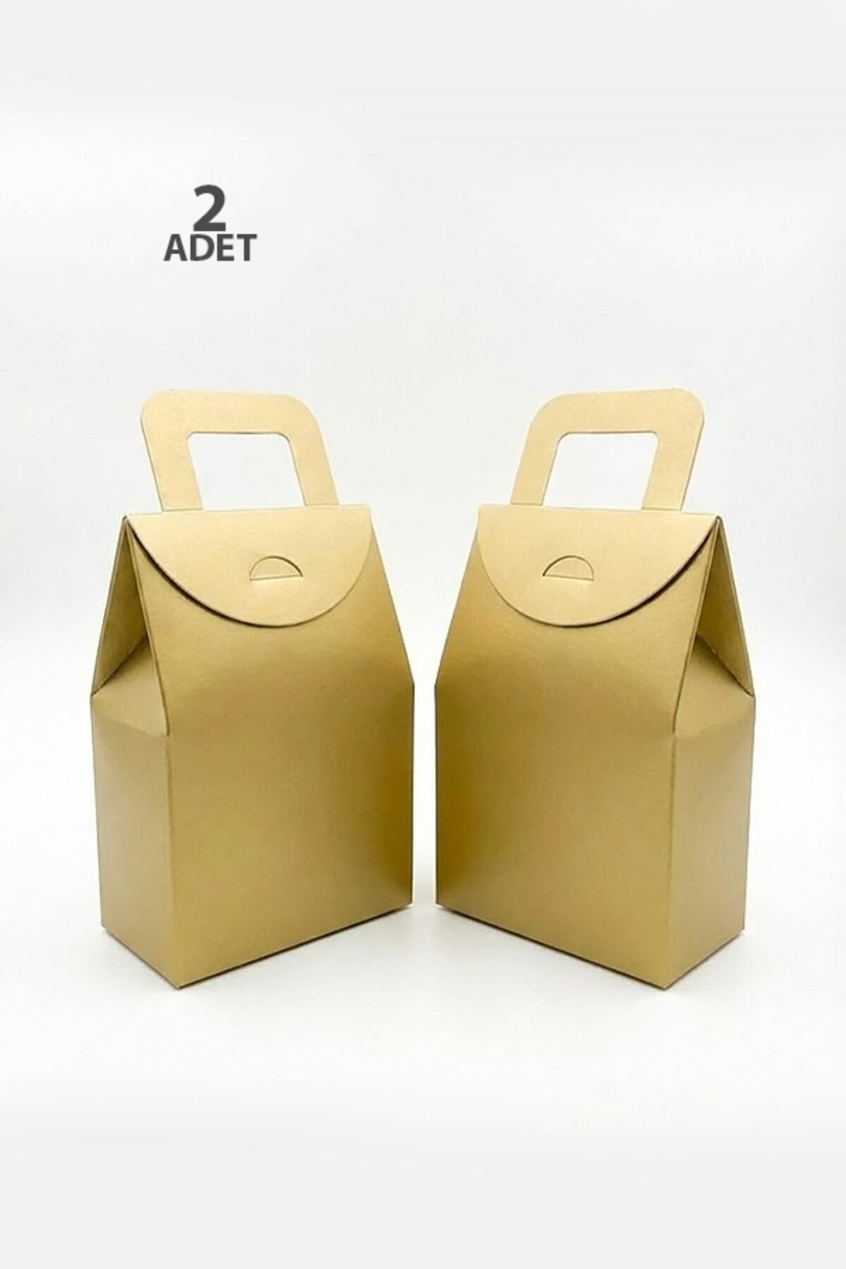 Altın Renk El Geçme Kraft Poşet 2 ADET 15x10x5,5 cm – Katlanabilir Hediye Poşeti Çerezlik Kınalık