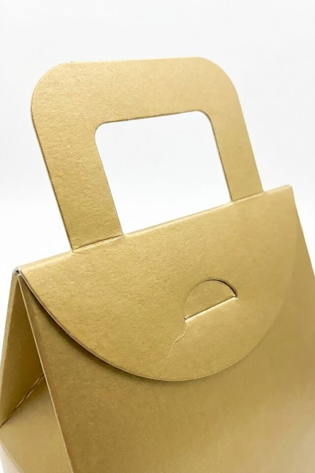 Altın Renk El Geçme Kraft Poşet 10 ADET 15x10x5,5 cm – Katlanabilir Hediye Poşeti Çerezlik Kınalık