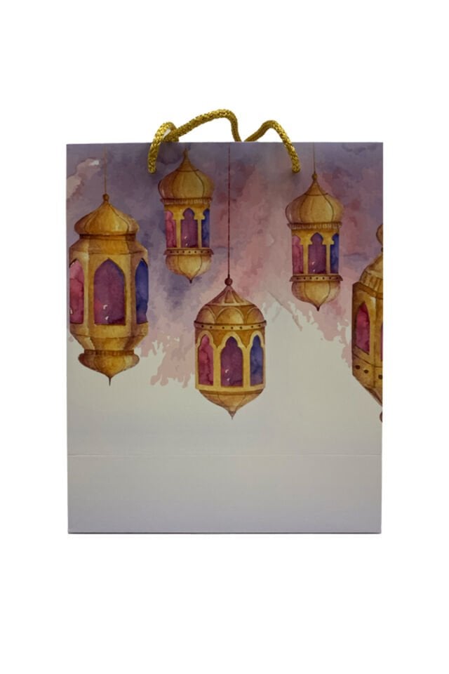 Poşet 12 Ad Ramazan Baskılı Poşeti İpli Beyaz Poşeti Baskılı Çanta Kraft Çanta