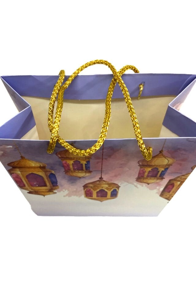 Poşet 12 Ad Ramazan Baskılı Poşeti İpli Beyaz Poşeti Baskılı Çanta Kraft Çanta