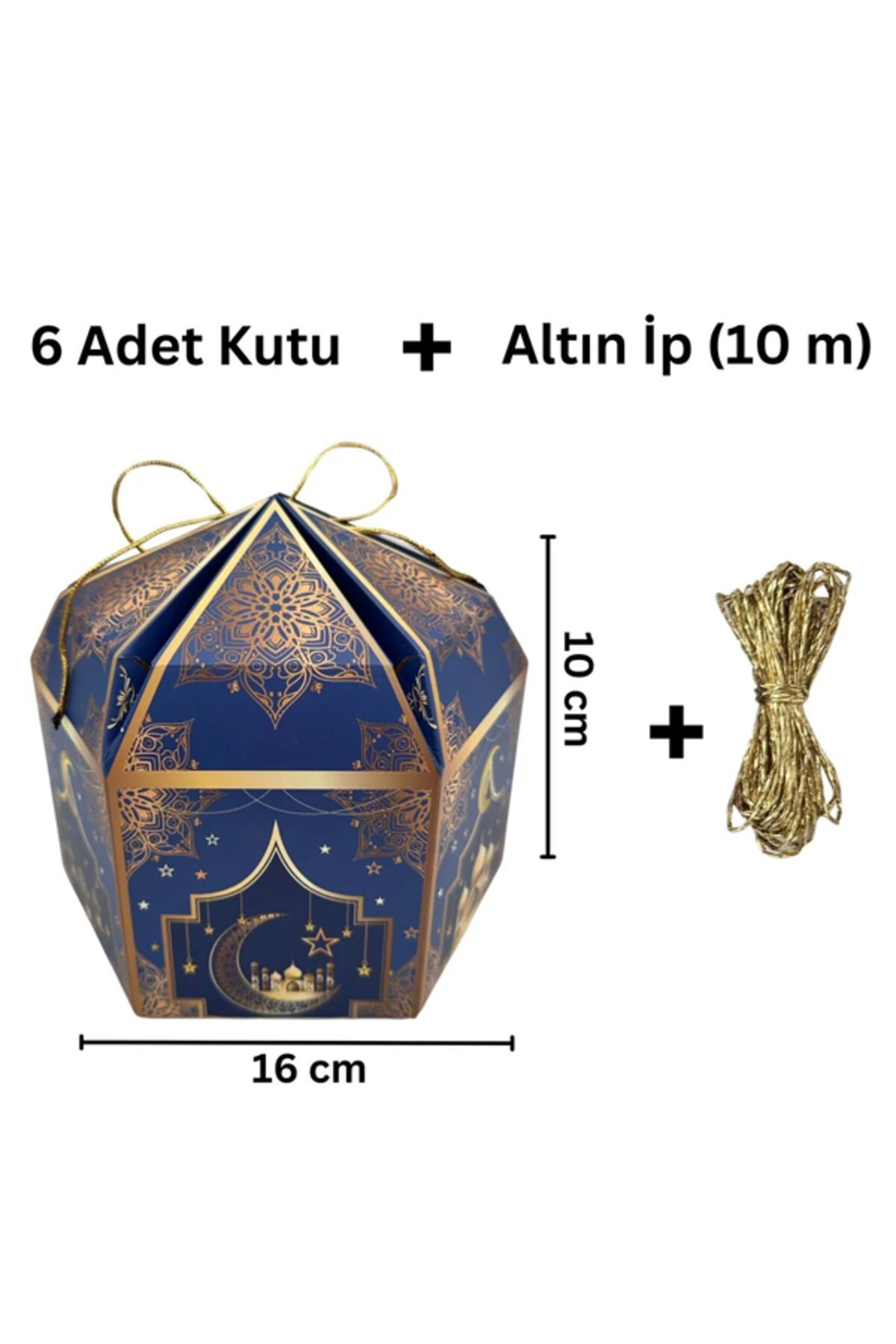 6'l Hediye Kutusu ve 10 Metre Altın İp  Ramazan Hediye Kutusu