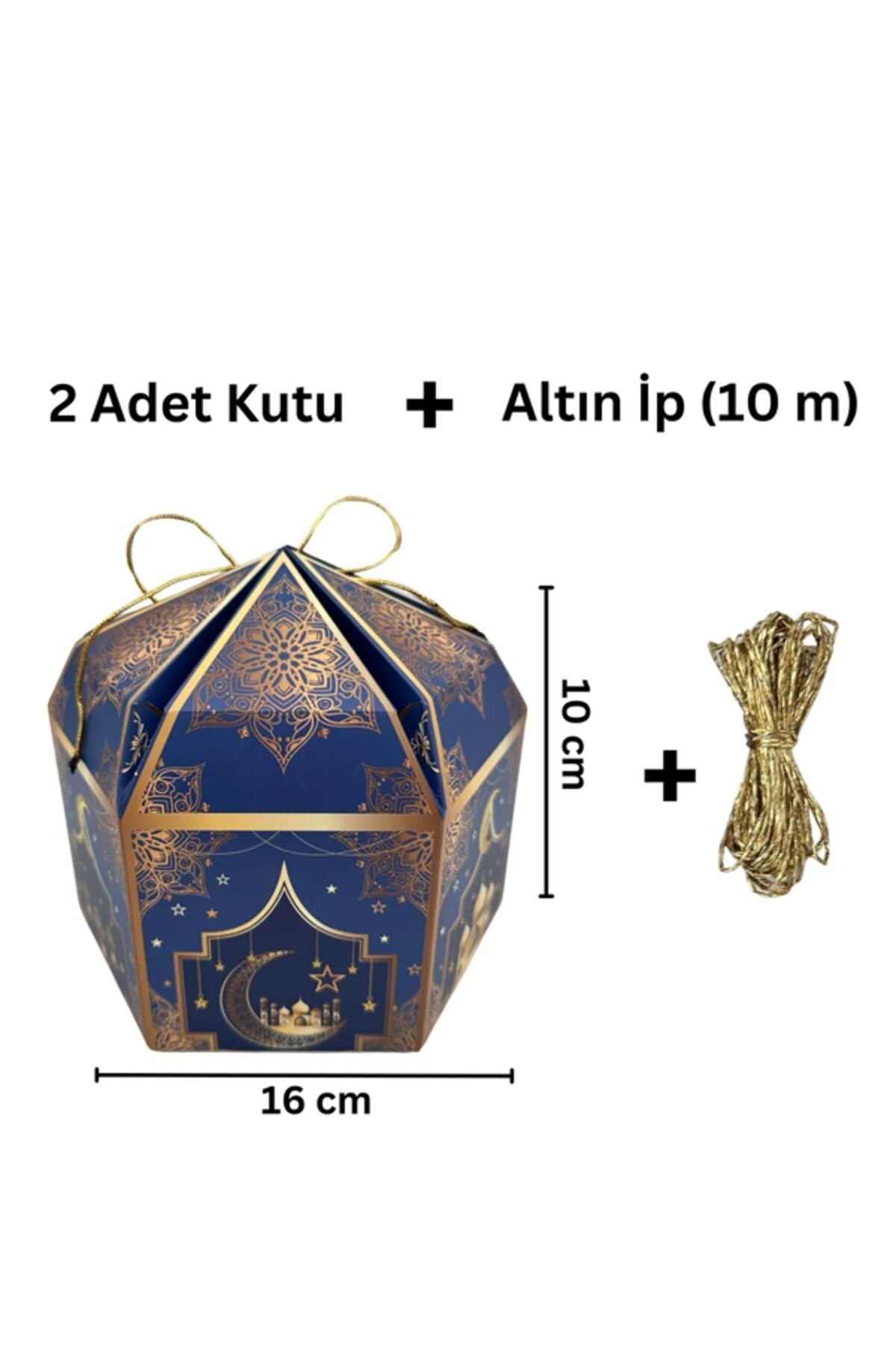 2'li Hediye Kutusu ve 10 Metre Altın İp  Ramazan Hediye Kutusu