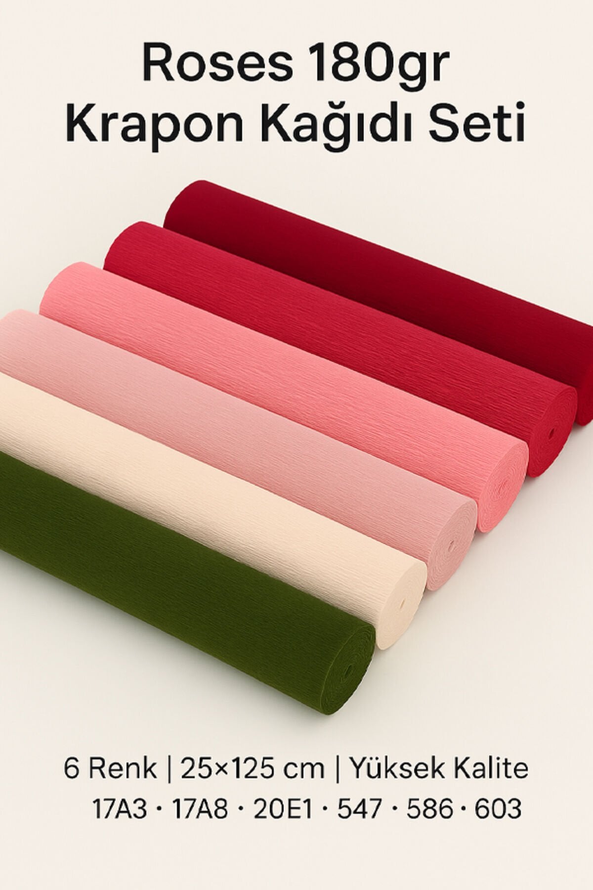 İtalyan Krapon Kağıdı Setİ ROSES 180 gr Çiçek Yapım Seti 6'lı Paket Çiçek kağıdı