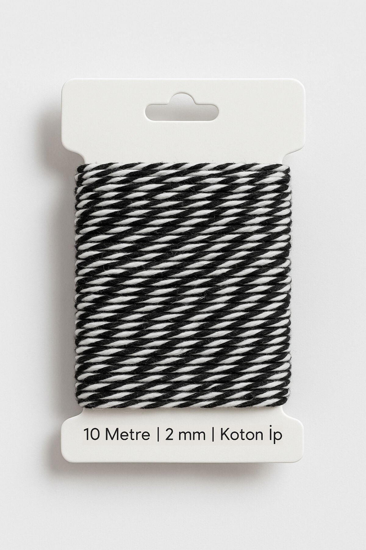 Siyah Beyaz Koton Paketleme İpi 10 Metre Koton Paket İpi 10m