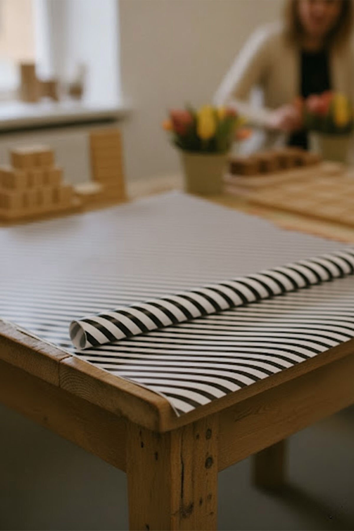 Siyah Beyaz Verev Çizgi Ambalaj Kağıdı 33 Adet 70x100cm Hediye Paketleme Hediye Kağıdı