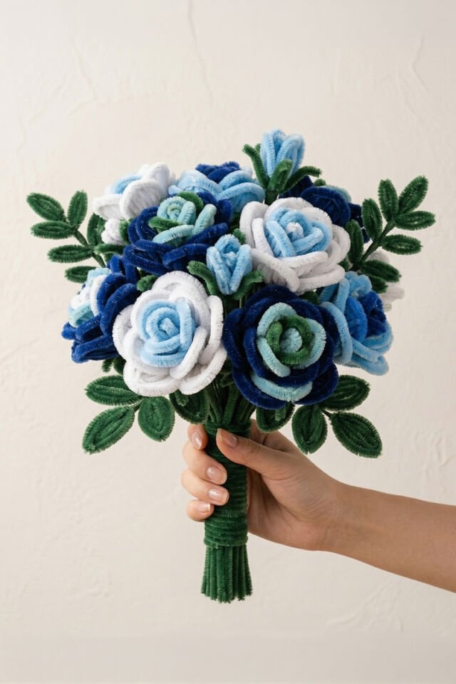 Renkli Şönil Seti 400 Adet - (Beyaz, Mavi, K.Mavi, Yeşil) Çiçek Yapım Seti