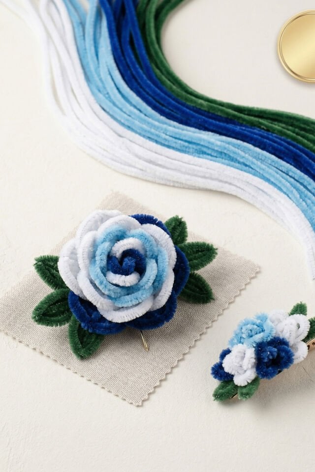 Renkli Şönil Seti 400 Adet - (Beyaz, Mavi, K.Mavi, Yeşil) Çiçek Yapım Seti