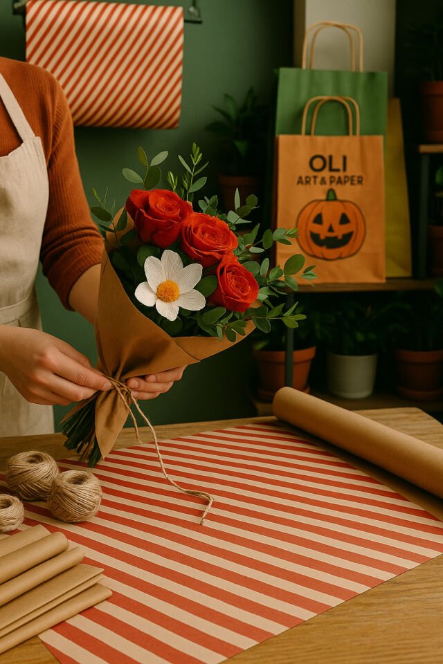 Kırmızı Beyaz Verev Çizgi Ambalaj Kağıdı 10 Adet 70x100cm Hediye Paketleme Hediye Kağıdı