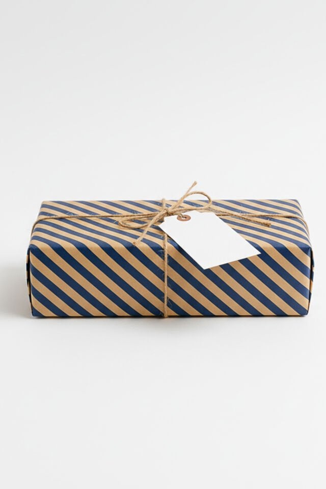 Kraft Lacivert Verev Çizgi Ambalaj Kağıdı 10 Adet 70x100cm Hediye Paketleme Hediye Kağıdı