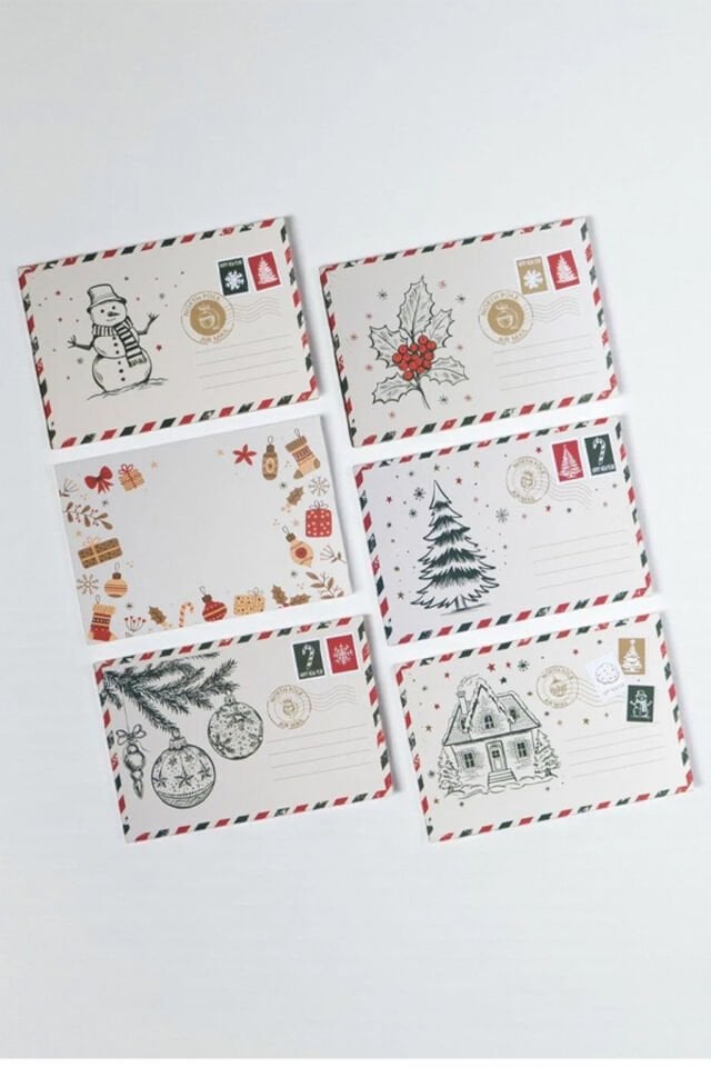 Yılbaşı Temalı Kartpostal Seti 25 Adet (10x15 cm) Noel Desenli Tebrik Kartı – CT3