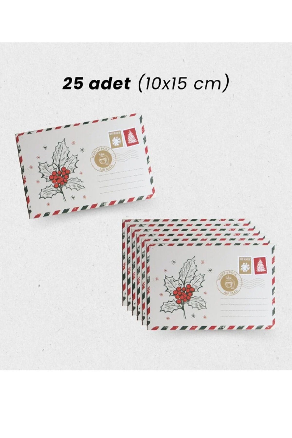 Yılbaşı Temalı Kartpostal Seti 25 Adet (10x15 cm) Noel Desenli Tebrik Kartı – CT3