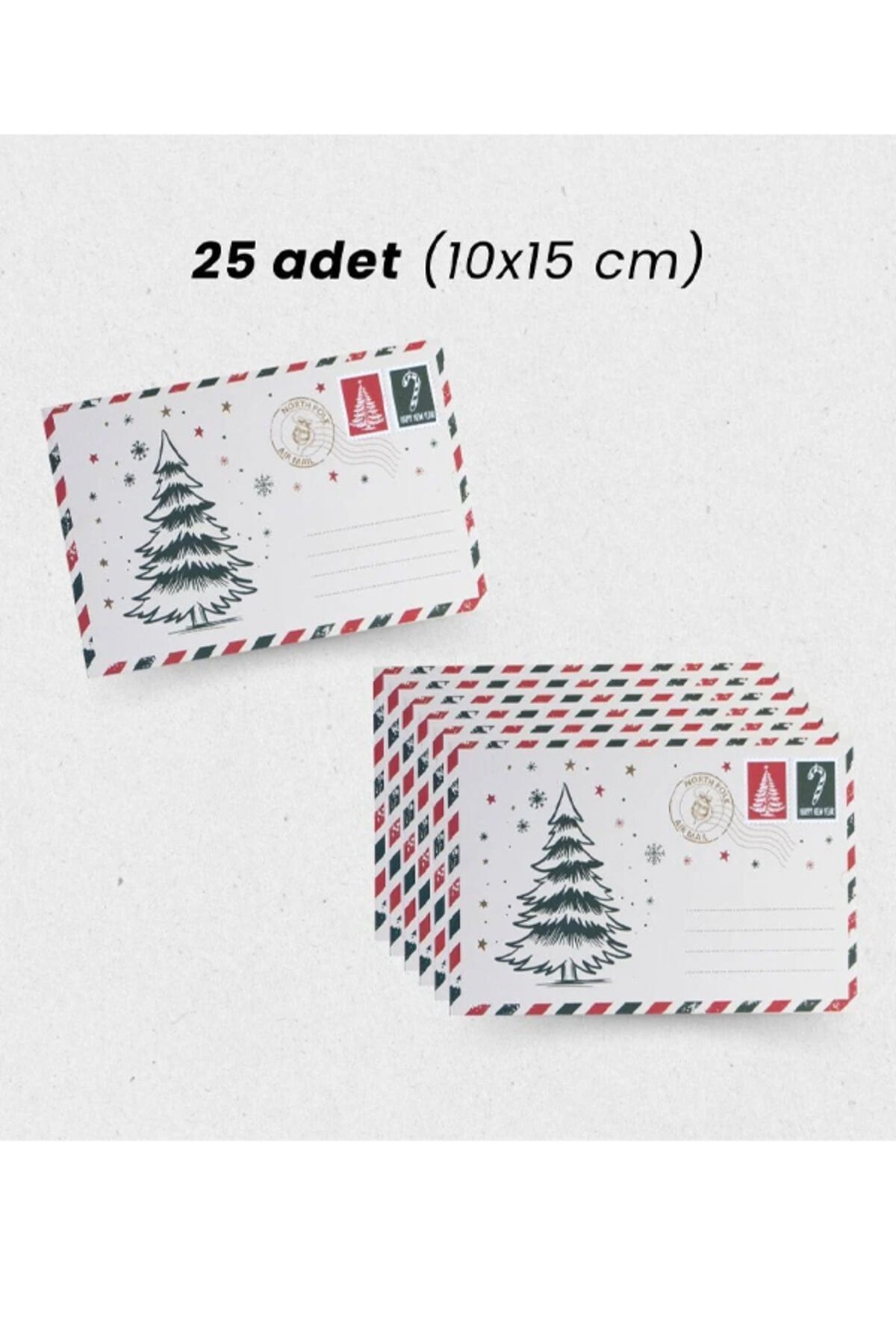 Yılbaşı Temalı Kartpostal Seti 25 Adet (10x15 cm) Noel Desenli Tebrik Kartı – CT4