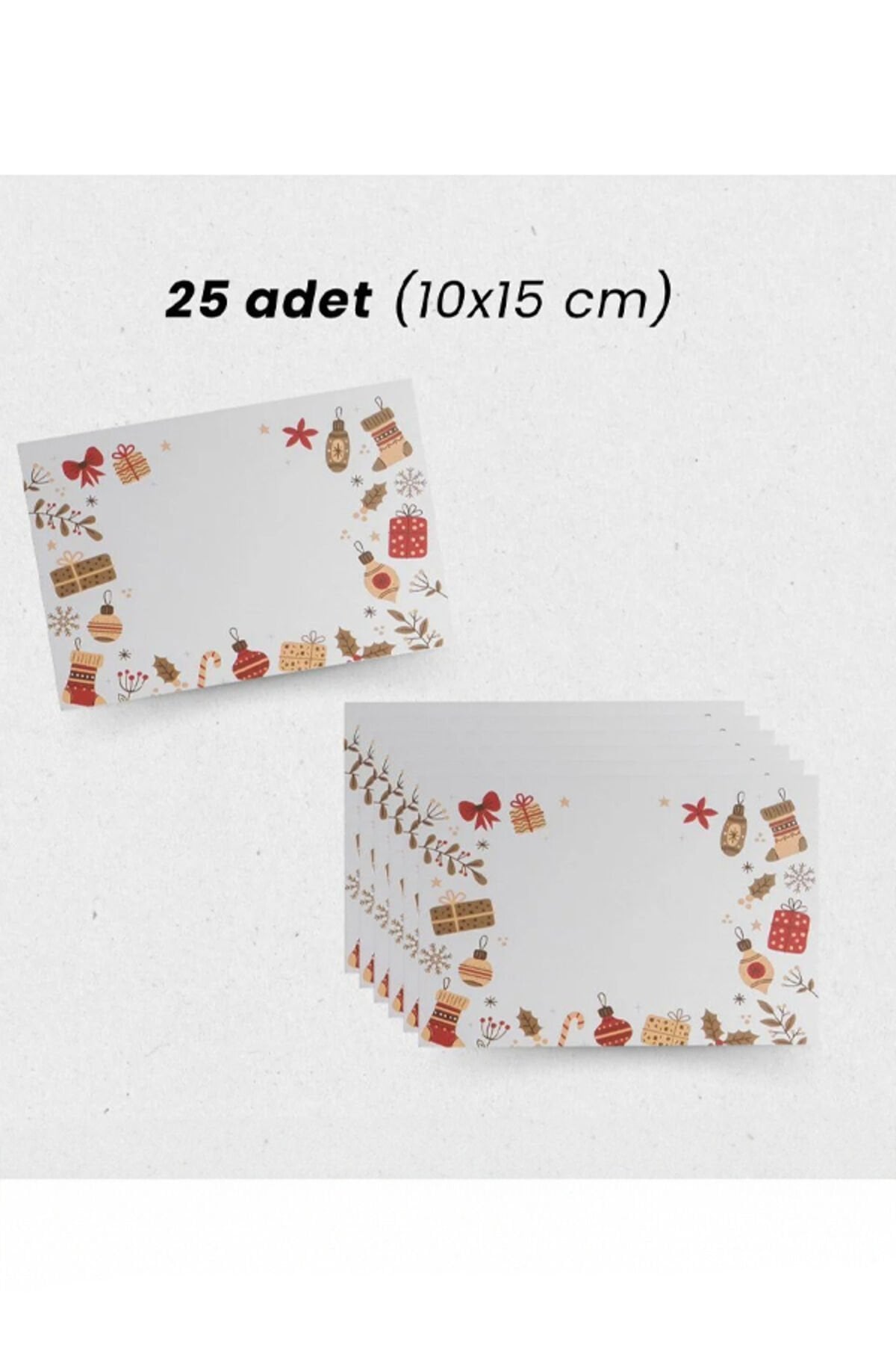 Yılbaşı Temalı Kartpostal Seti 25 Adet (10x15 cm) Noel Desenli Tebrik Kartı – CT2