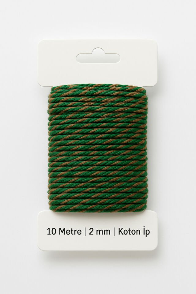 Yeşil Kraft Koton Paketleme İpi 10 Metre Koton Paket İpi 10m