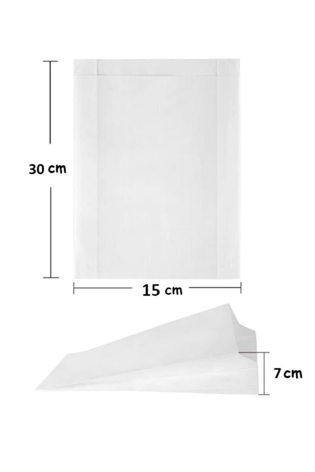 15x30 cm Beyaz Kese Kağıdı 10 Adet – Gıda ve Paketleme için Körüklü Kraft Torba Hediye Paketi