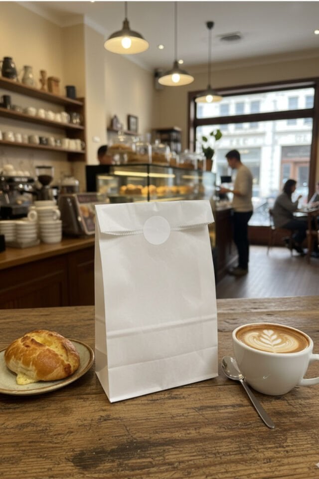 15x30 cm Beyaz Kese Kağıdı 100 Adet – Gıda ve Paketleme için Körüklü Kraft Torba Hediye Paketi