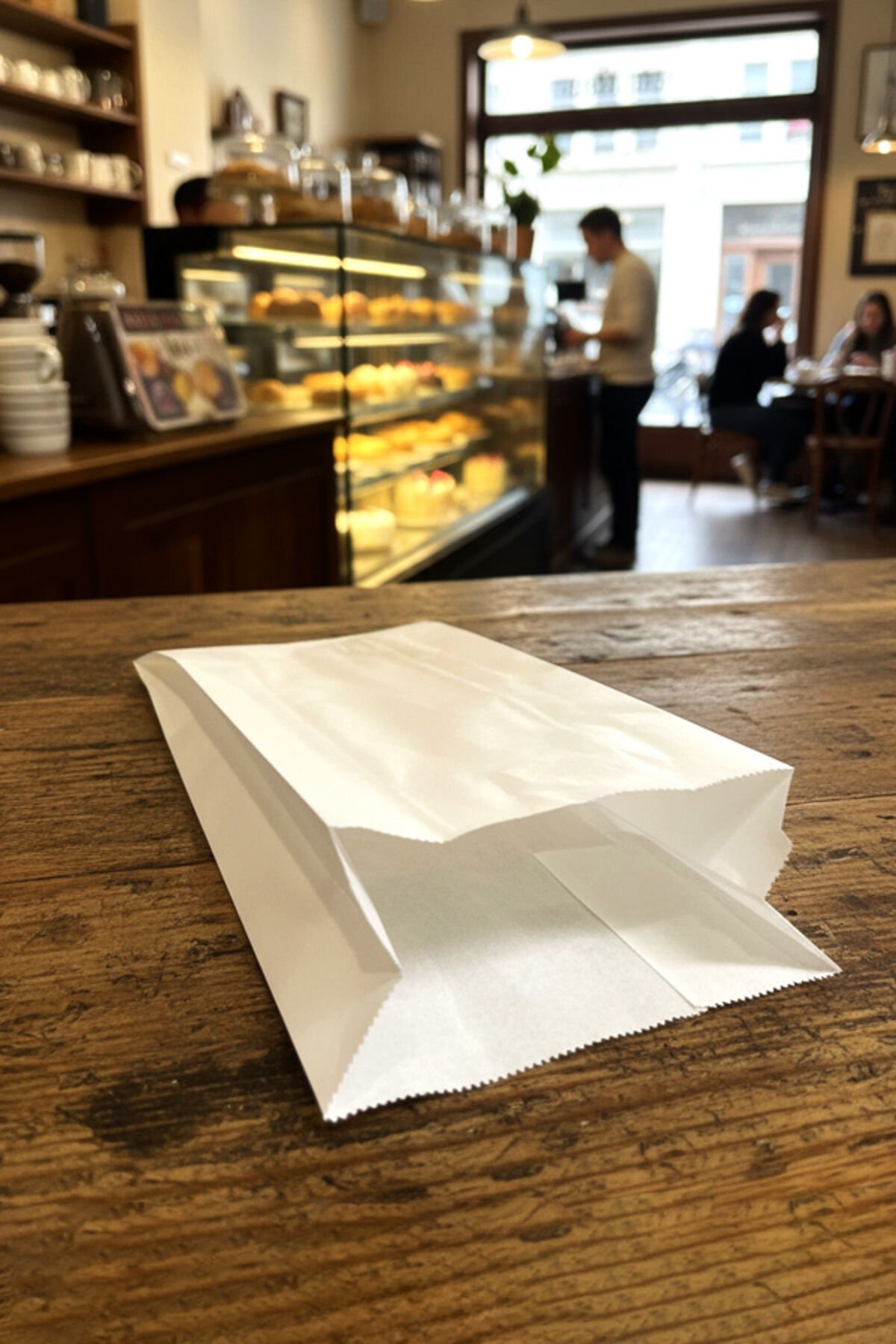 15x30 cm Beyaz Kese Kağıdı 100 Adet – Gıda ve Paketleme için Körüklü Kraft Torba Hediye Paketi