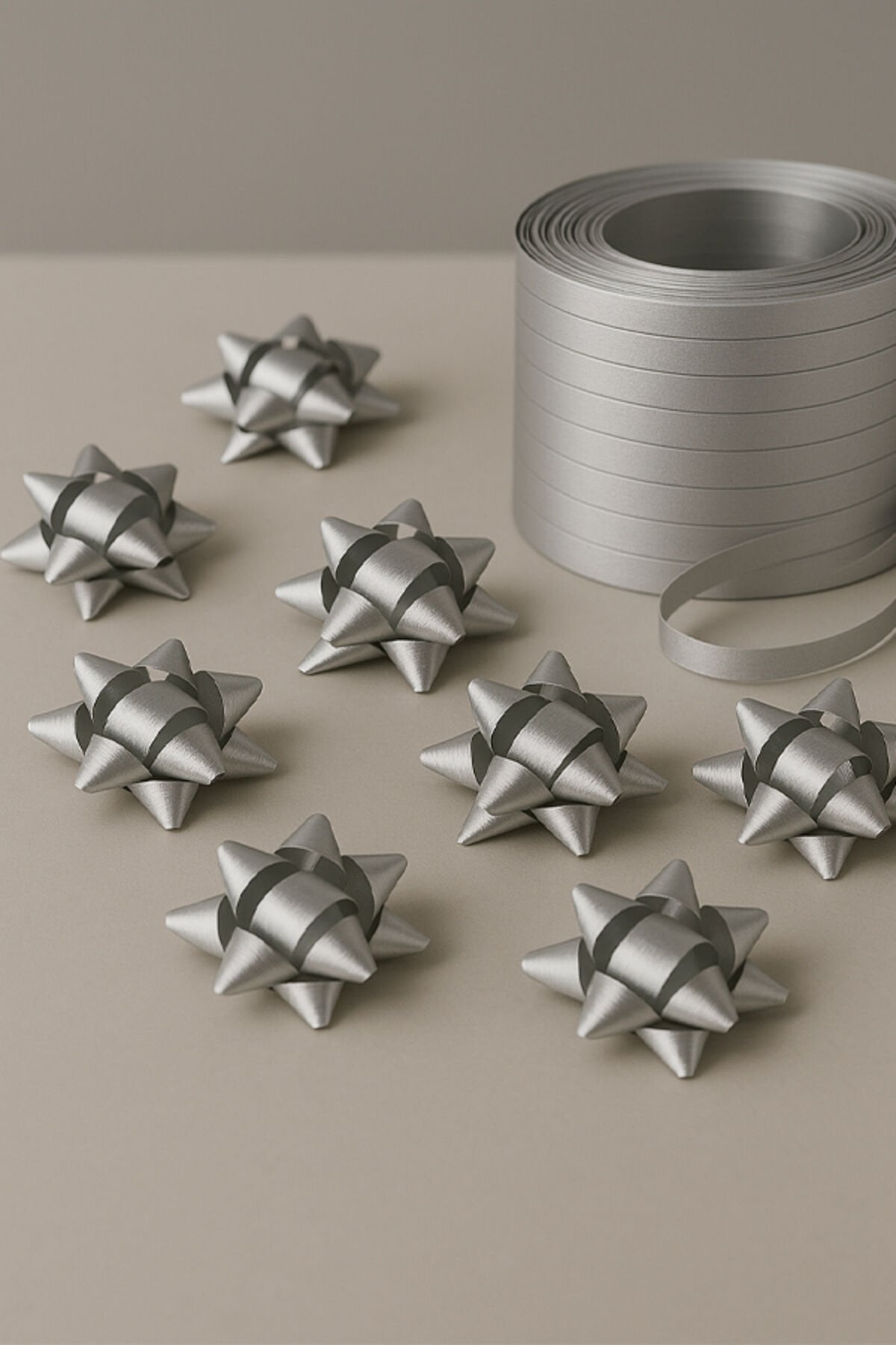 Gümüş Yapışkanlı Rafya 12 ADET Fiyonk Rafya Yıldız Kendinden Yapışkanlı Yıldız