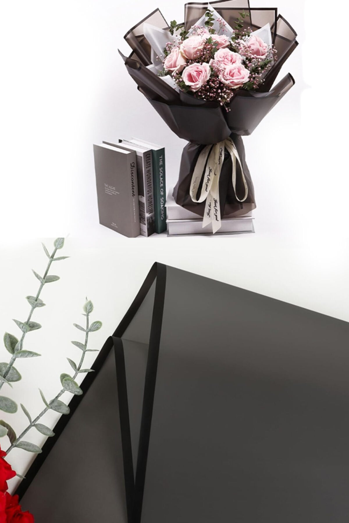 Çiçek Kağıdı Siyah. 4 Adet Buket Kağıdı Çiçek Ambalaj Kağıdı