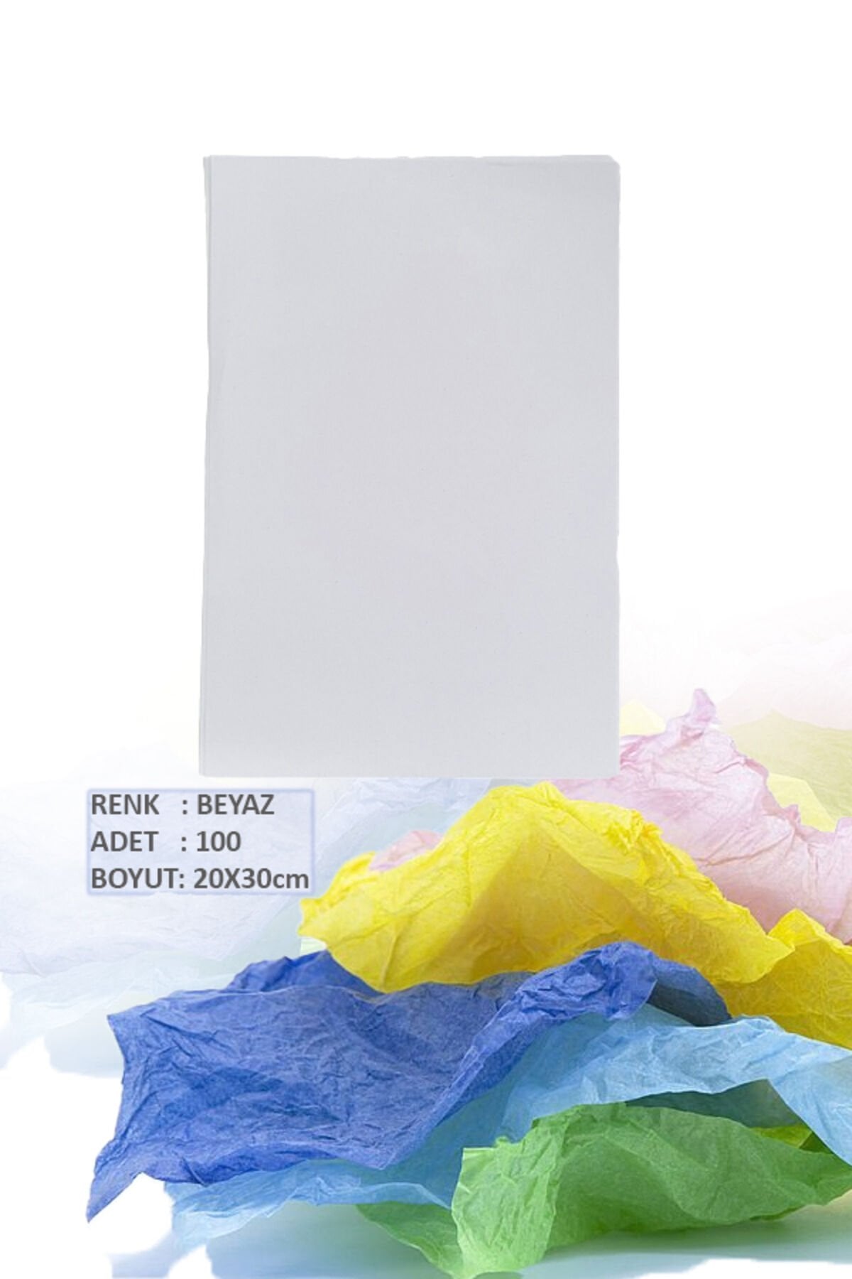 A4 Pelur Kağıdı 100 Adet Pelur Kağıt Renkli 100'lü Pelur Kağıdı BEYAZ Tissue Paper