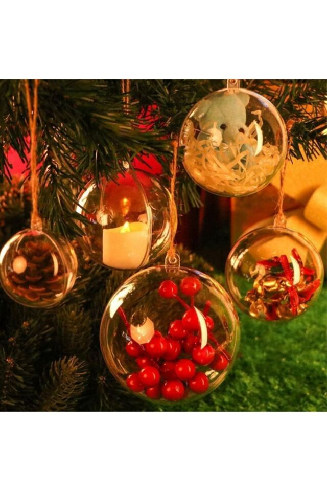 Şeffaf Mika 6cm 6 ADET Küre Şeffaf Küre Hediyelik Akrilik Küre Yılbaşı Süsü Top