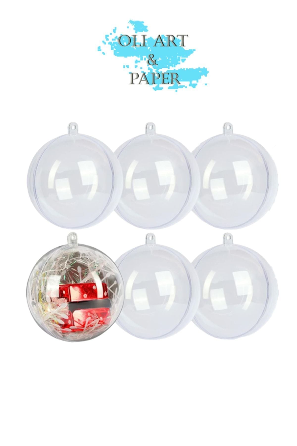 Şeffaf Mika 8 cm 6 ADET Küre Şeffaf Küre Hediyelik Akrilik Küre Yılbaşı Süsü Top