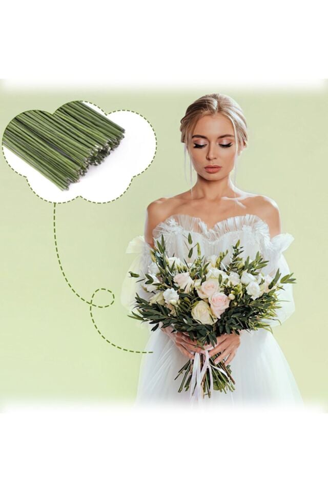 Çiçek Teli 1.2mm 30 Adet Çiçek Yapımı Yapay Çiçek Dalı Çiçek Bandı Sarılı Metal Çiçek Teli