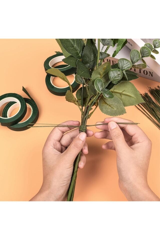 Çiçek Teli 1.5mm 9 Adet Çiçek Yapımı Yapay Çiçek Dalı Çiçek Bandı Sarılı Metal Çiçek Teli