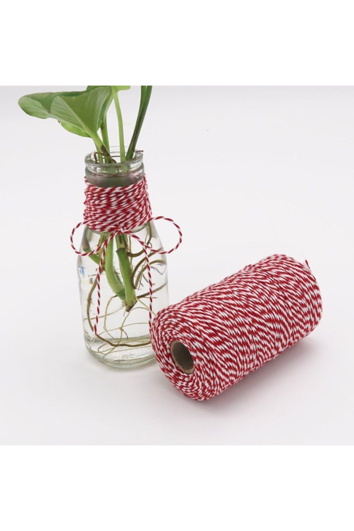 200 Metre Kırmızı Beyaz Paket Ipi Pamuk 2mm Marteniçka Ipi Ambalaj Ipi 2 Renkli Ip Çift Renkli Ip