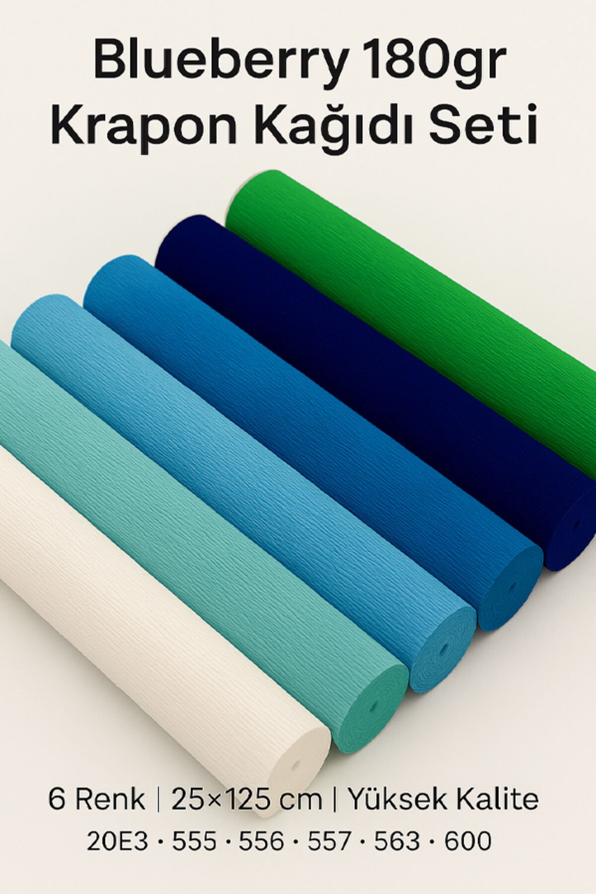 İtalyan Krapon Kağıdı Seti Blueberry 180 gr Çiçek Yapım Seti 6'lı Paket Çiçek Kağıdı