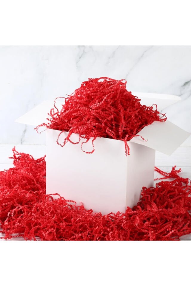 Zigzag Kırpık Kağıt 500gr. Kırmızı 1ad. Kutu İçi Dolgu Malzemesi Pelur Kırpıntı Süs Dolgu Malzemesi