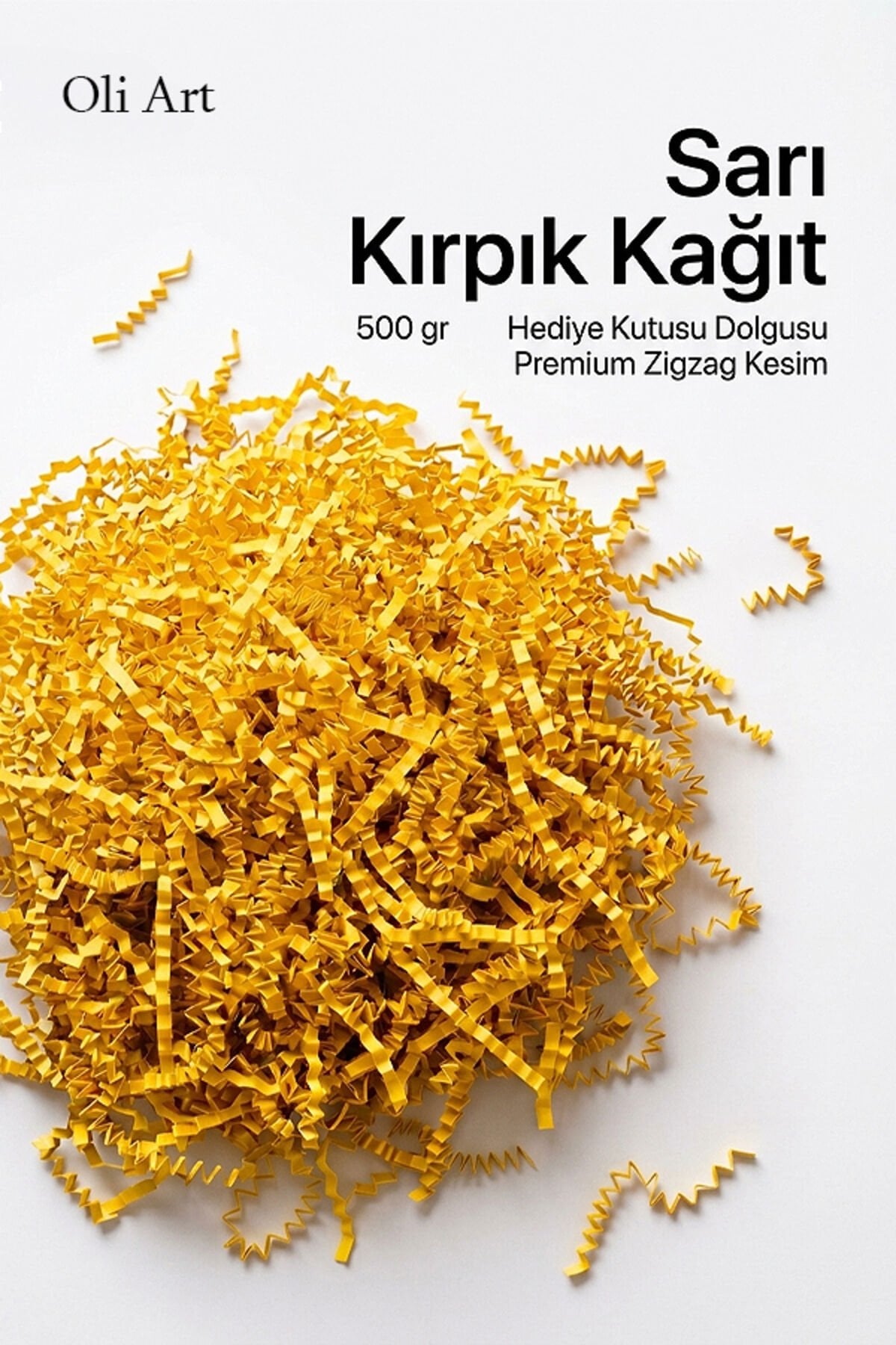 Zigzag Kırpık Kağıt 500gr. SARI 1ad. Kutu İçi Dolgu Malzemesi Pelur Kırpıntı Süs Dolgu Malzemesi