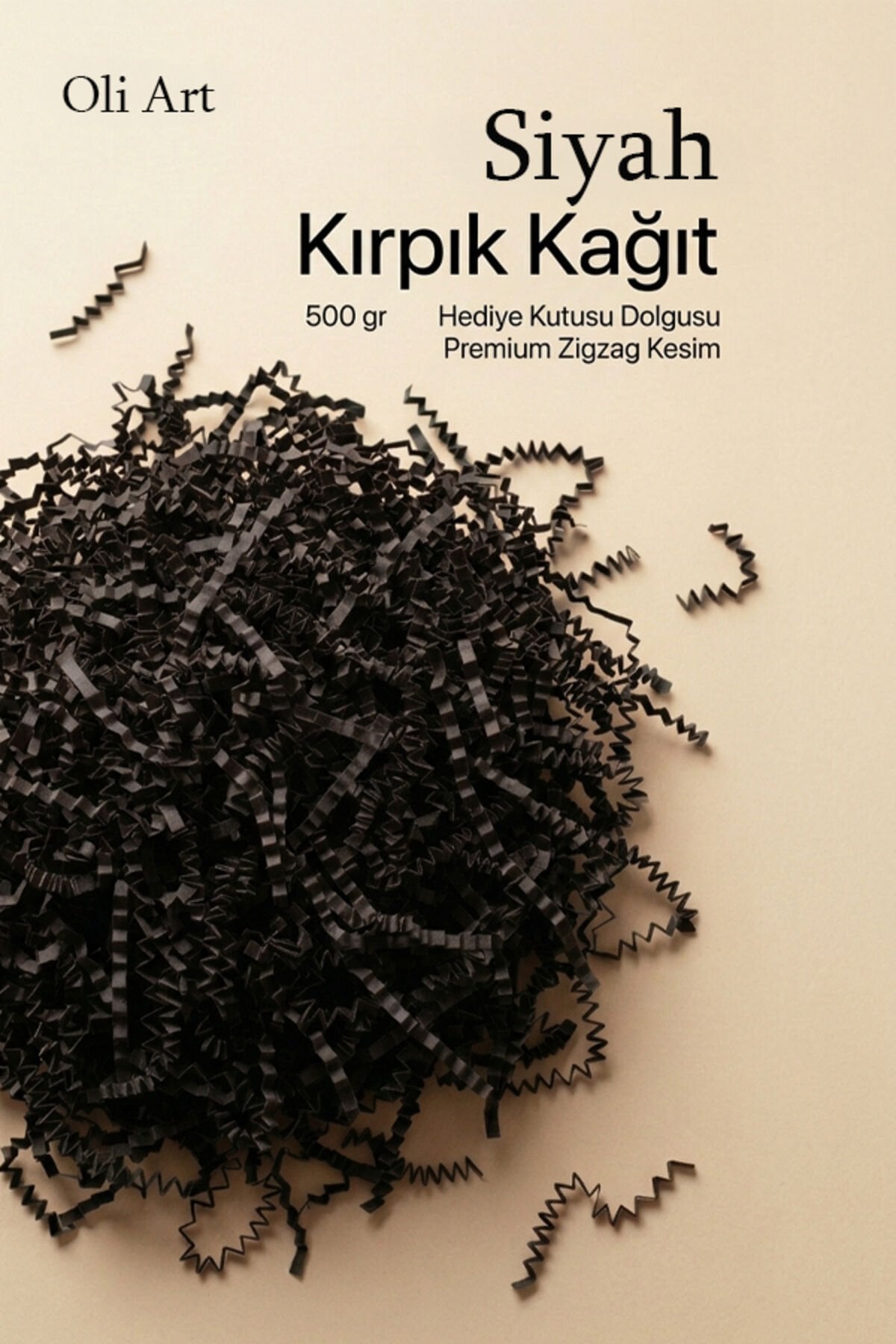 Zigzag Kırpık Kağıt 500gr. SİYAH 1ad. Kutu İçi Dolgu Malzemesi Pelur Kırpıntı Süs Dolgu Malzemesi
