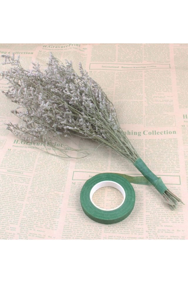 Yapışkanlı Çiçek Bandı ve Çiçek Teli 53Parça Çiçek Sarma Bandı 3 Adet Yeşil Çiçek Teli No:26 50 Adet