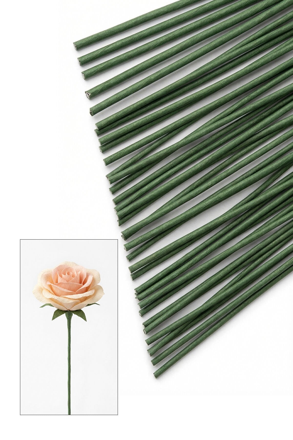 Çiçek Teli 2mm 20 Adet Çiçek Yapımı Yapay Çiçek Dalı Çiçek Bandı Sarılı Metal Çiçek Teli