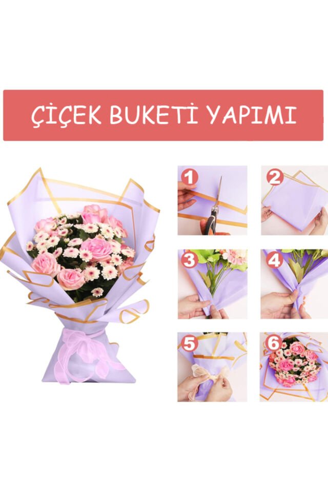 Çiçek Ambalaj Kağıdı Kenarlı Yapay Çiçek Kuru Çiçek Canlı Çiçek Buket Kağıdı Li̇la-Altin