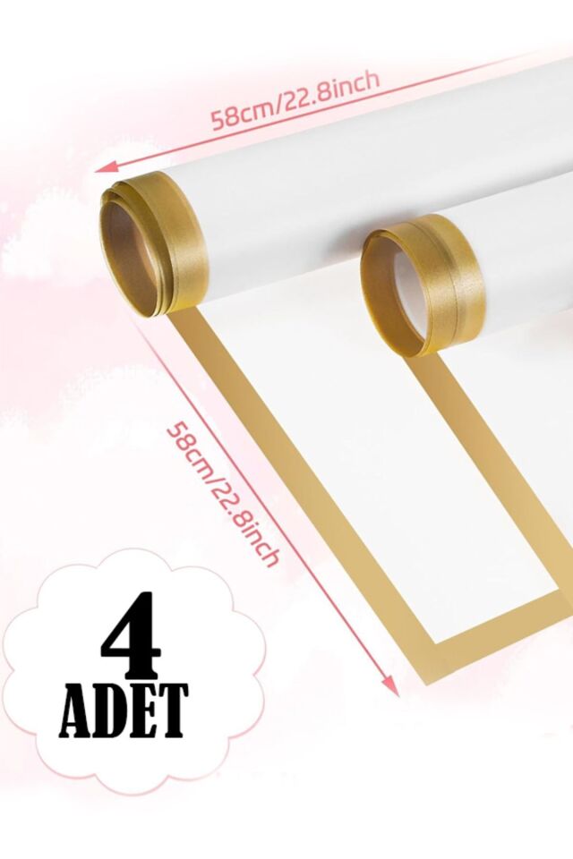 Çiçek Ambalaj Kağıdı Beyaz Altın Kenarlı 4 Adet Yapay Çiçek Kuru Çiçek Canlı Çiçek Buket Kağıdı Altınkenarlıbeyaz