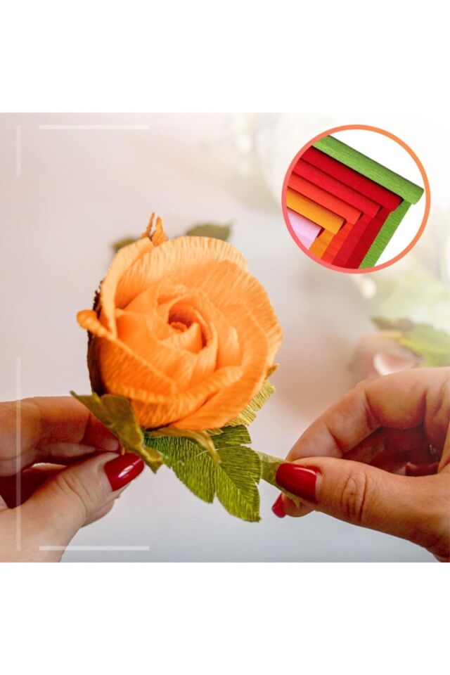 İtalyan Krapon Kağıdı Çiçek Yapım Seti 180gr Krapon Kağıdı 250x50cm:6 Adet Kırmızı Tonlar Kirmizi-Tonlar