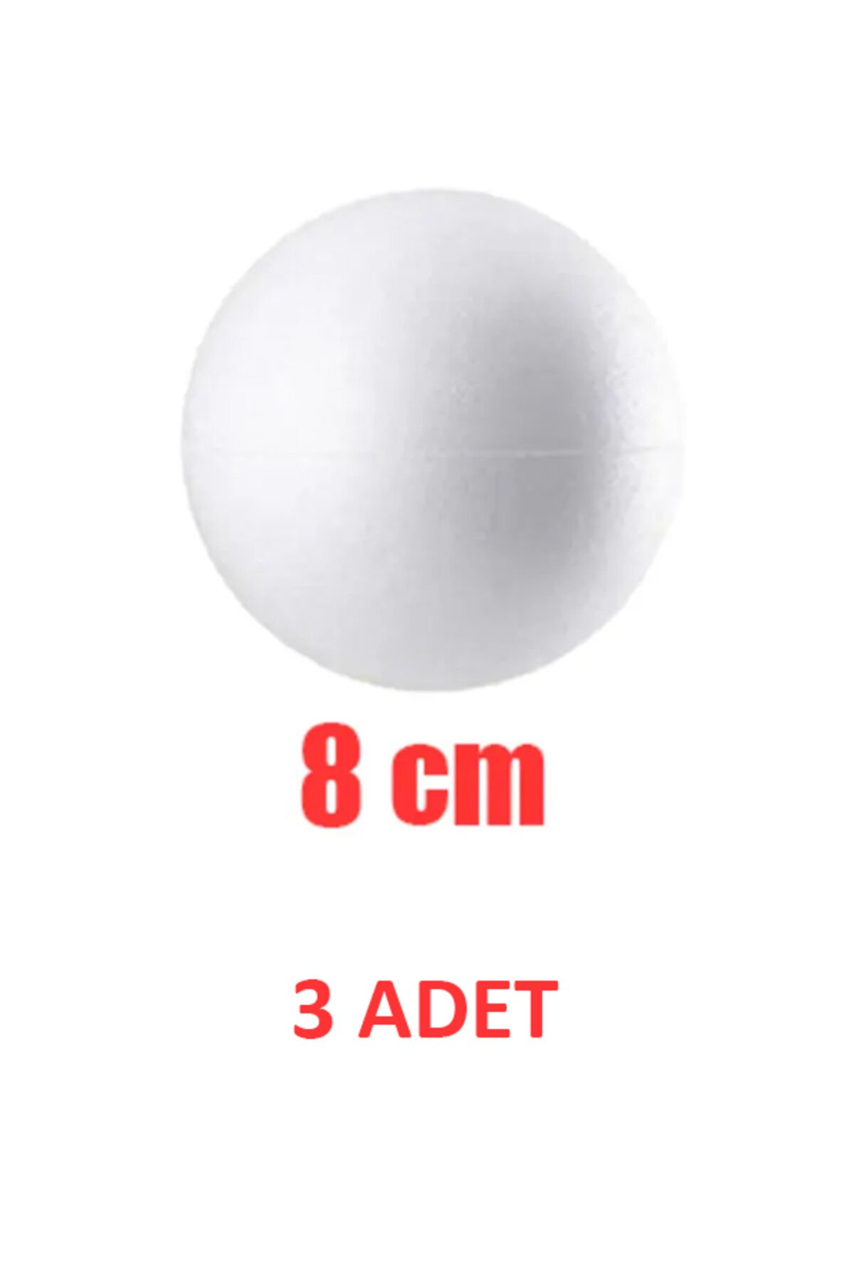 Strafor Top 8 Cm 3 Adet Köpük Boyanabilir Top Kapı Süsü Gezegen Sistemi Köpük Top 8cm 3 Adet Beyaz