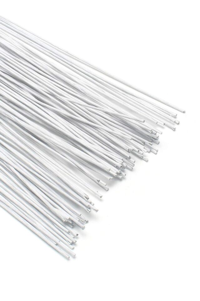 Çiçek Teli 0.8mm 100 Adet Beyaz Çiçek Yapımı Yapay Çiçek Dalı Çiçek Bandı Sarılı Metal Çiçek Teli 0.8 Mm