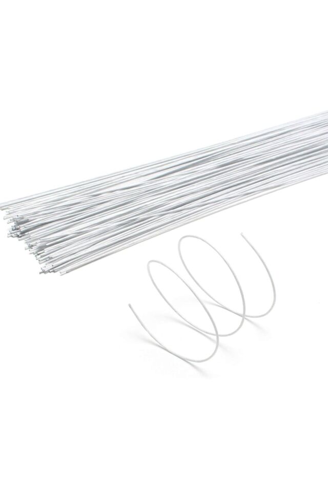 Çiçek Teli 0.8mm 100 Adet Beyaz Çiçek Yapımı Yapay Çiçek Dalı Çiçek Bandı Sarılı Metal Çiçek Teli 0.8 Mm