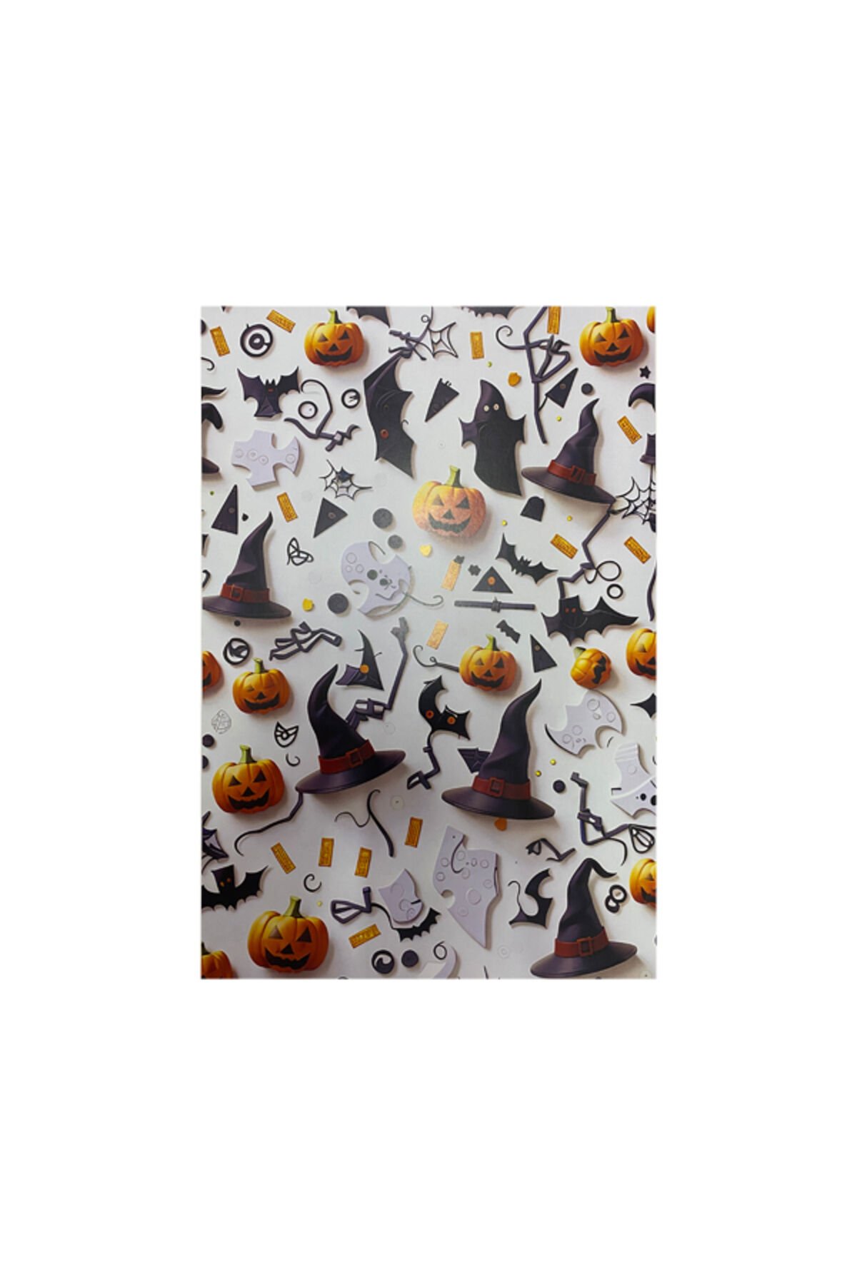 Hallowen Konsept Baskılı Fon Kartonu 35x50 3 Adet Cadılar Bayramı Baskılı Karton Fon Kartonu S1 Beyaz Üstü Baskili