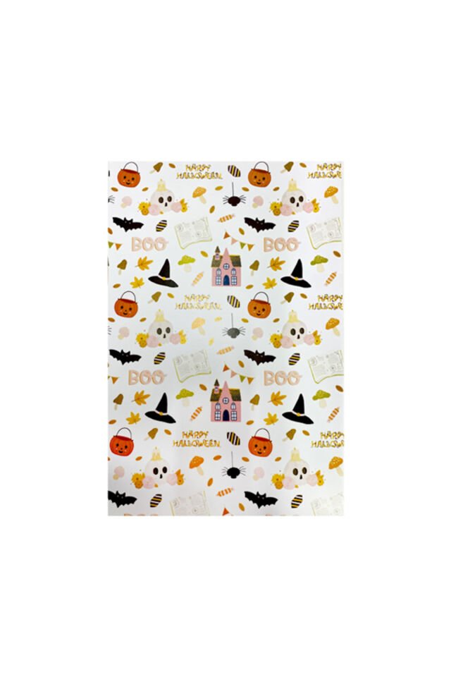 Hallowen Konsept Baskılı Fon Kartonu 35x50 3 Adet Cadılar Bayramı Baskılı Karton Fon Kartonu S2 Beyaz Üstü Baskili