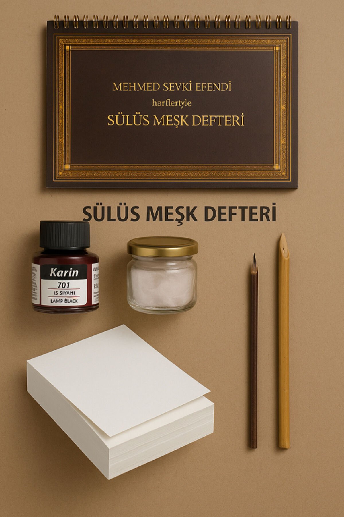 Hat Başlangıç Seti 105 PARÇA  Hat Seti Hat Defreri Bambu Kalem İs Mürekkebi Sülüs-Meşk